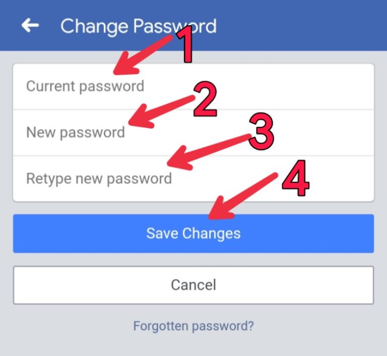 how to change the password of facebook id