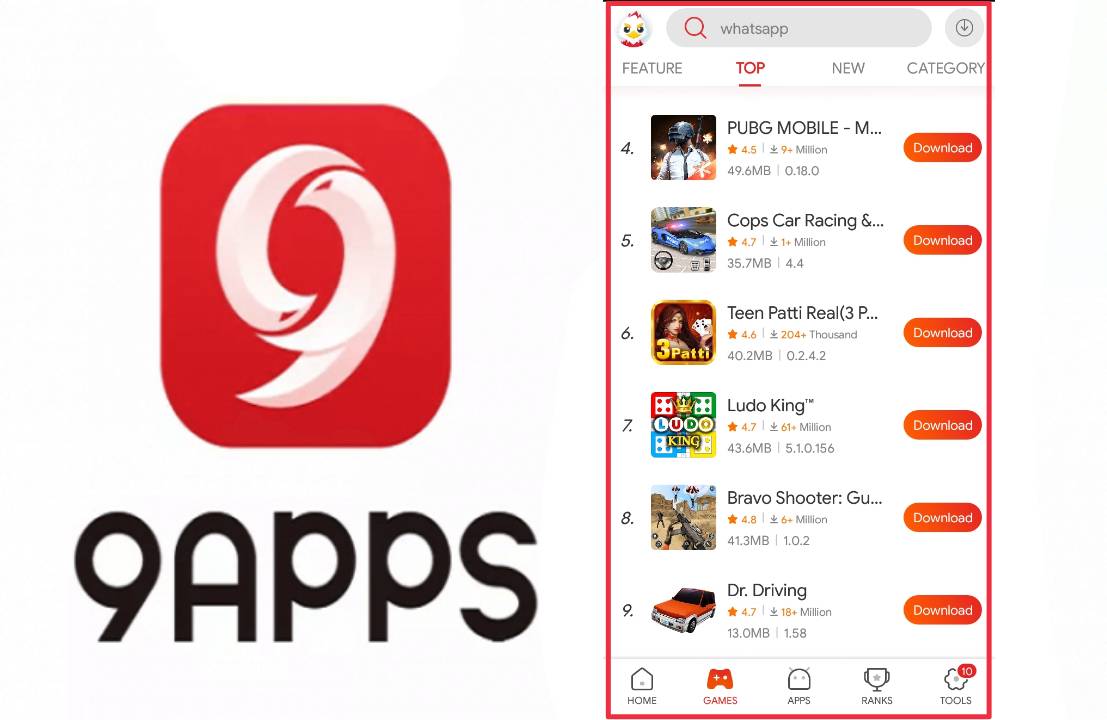 9apps Game load karne wala apps