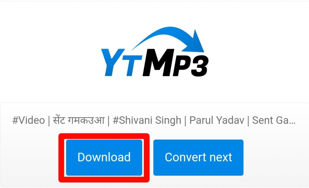 YTmp3 Download page